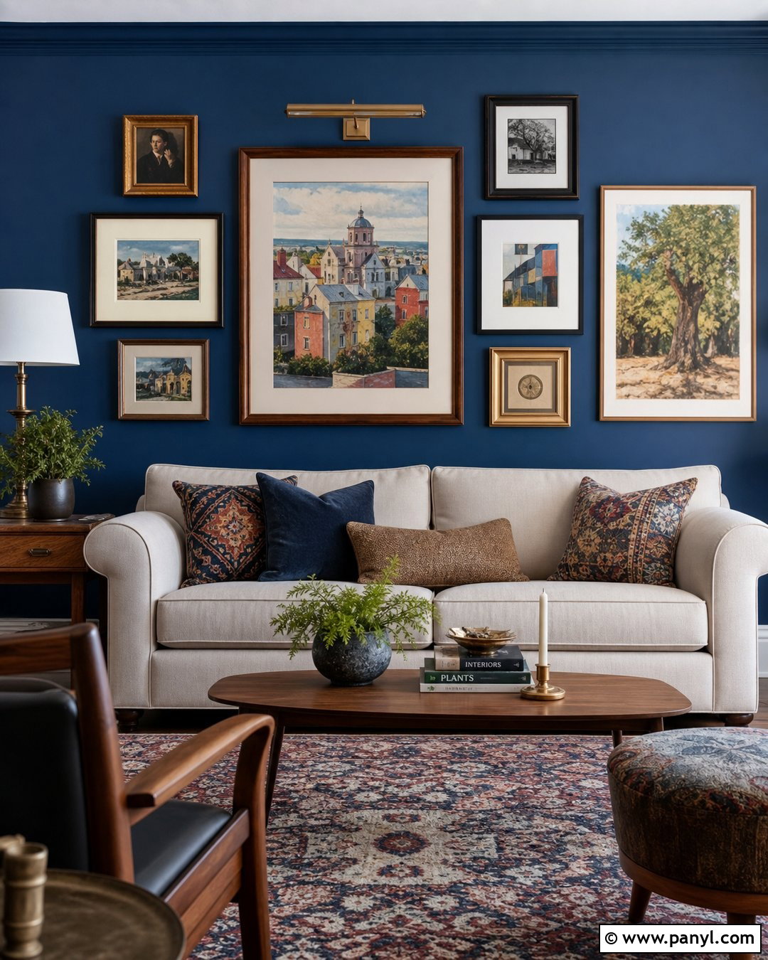 Blue Walls With A Gallery Wall - 20 How To Style Blue Walls