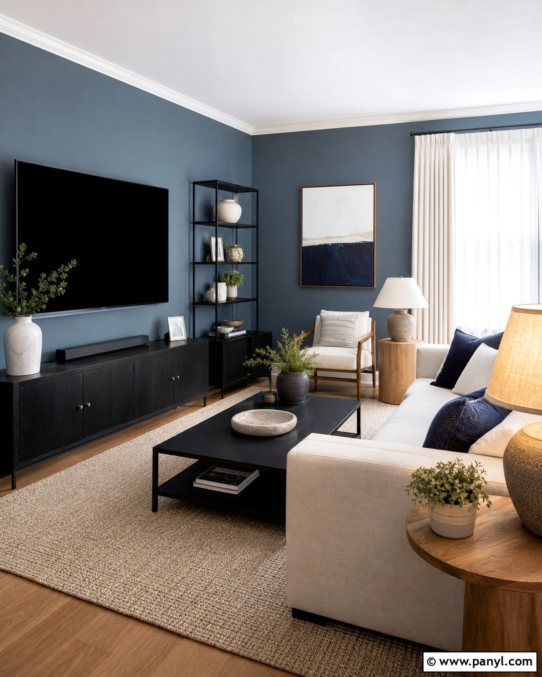 Blue Walls With Black Furniture - 35 Blue Painted Walls