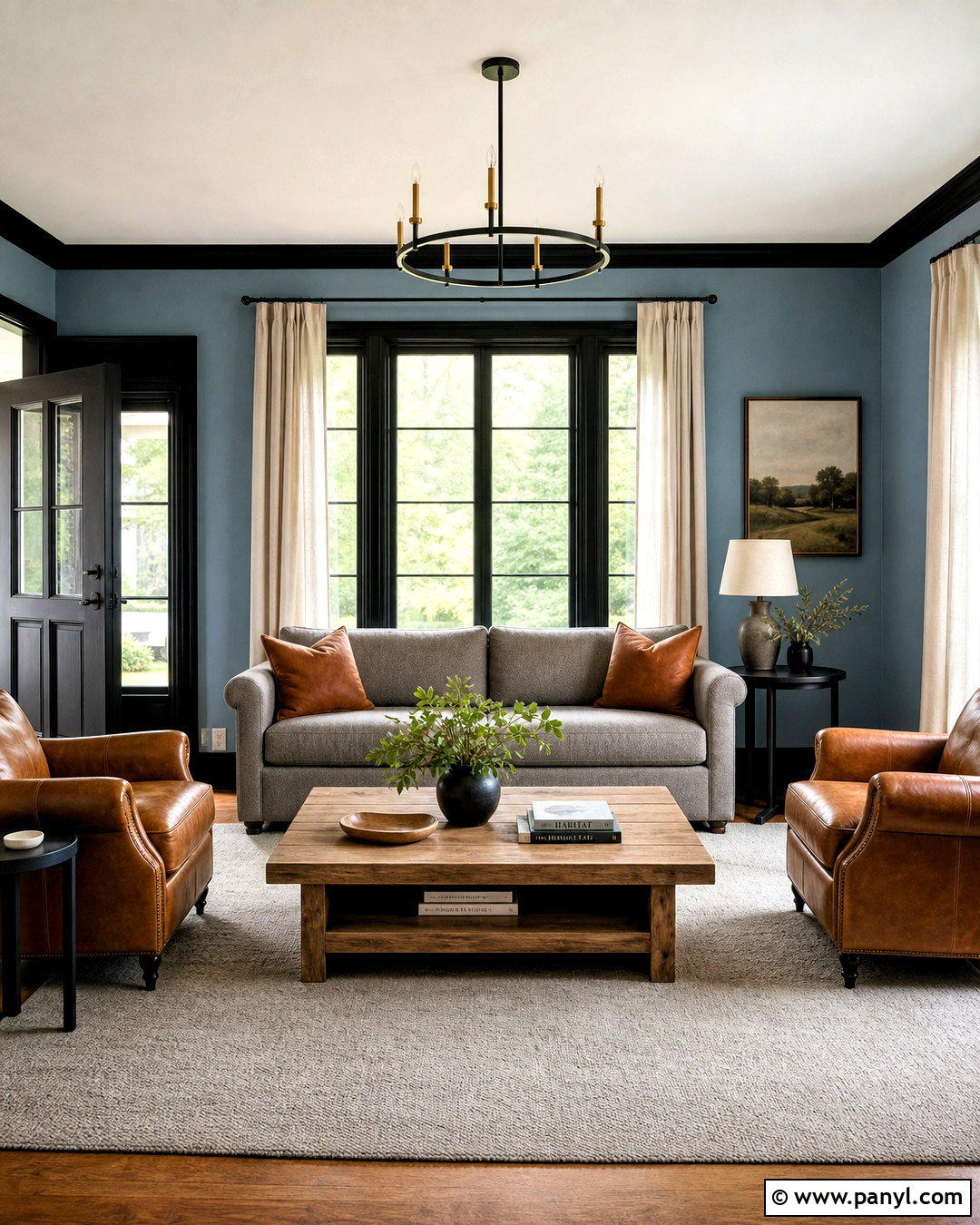 Blue Walls With Black Trim Living Room - 20 black trim interior living rooms