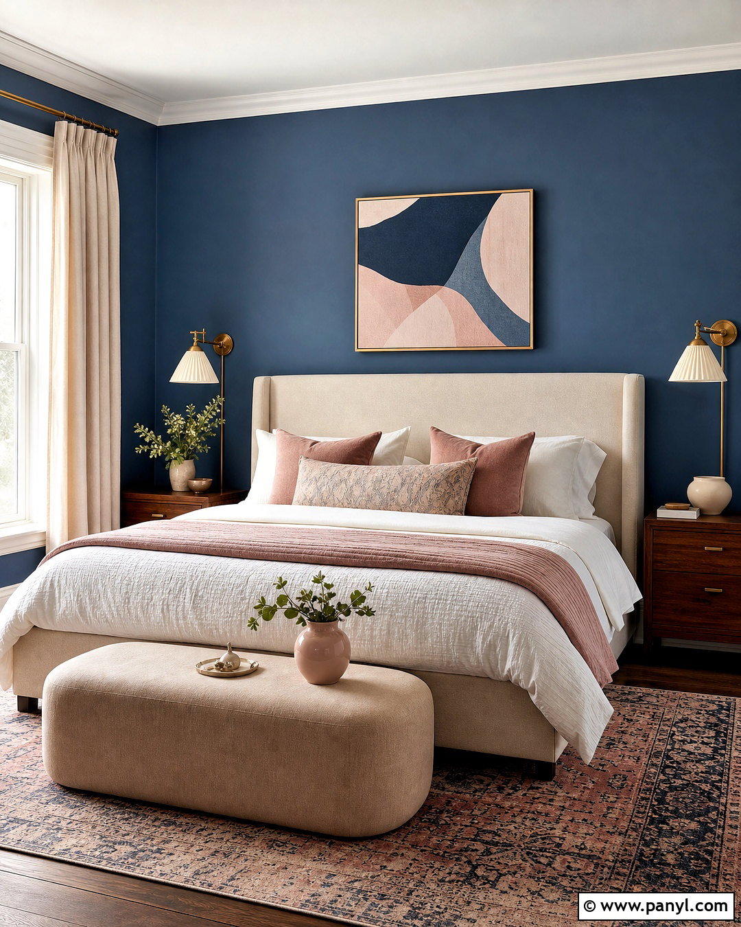 Blue Walls With Blush Pink Decor - 20 blue wall ideas