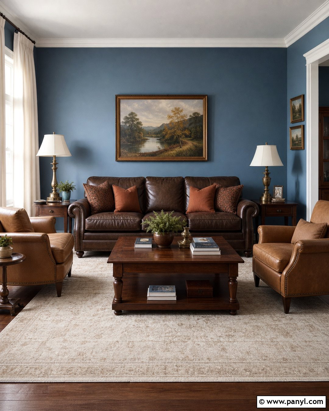Blue Walls With Brown Furniture - 50 blue walls