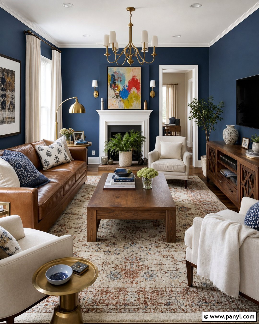 Blue Walls With Brown Furniture - 35 Blue Painted Walls