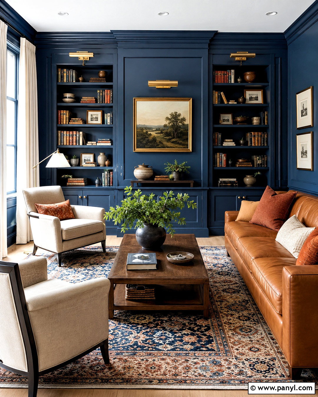 Blue Walls With Built In Bookcases - 20 blue walls living room ideas