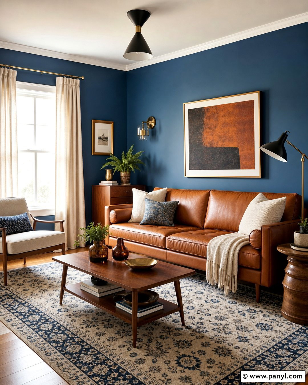 Blue Walls With Cognac Leather Furniture - 20 How To Style Blue Walls