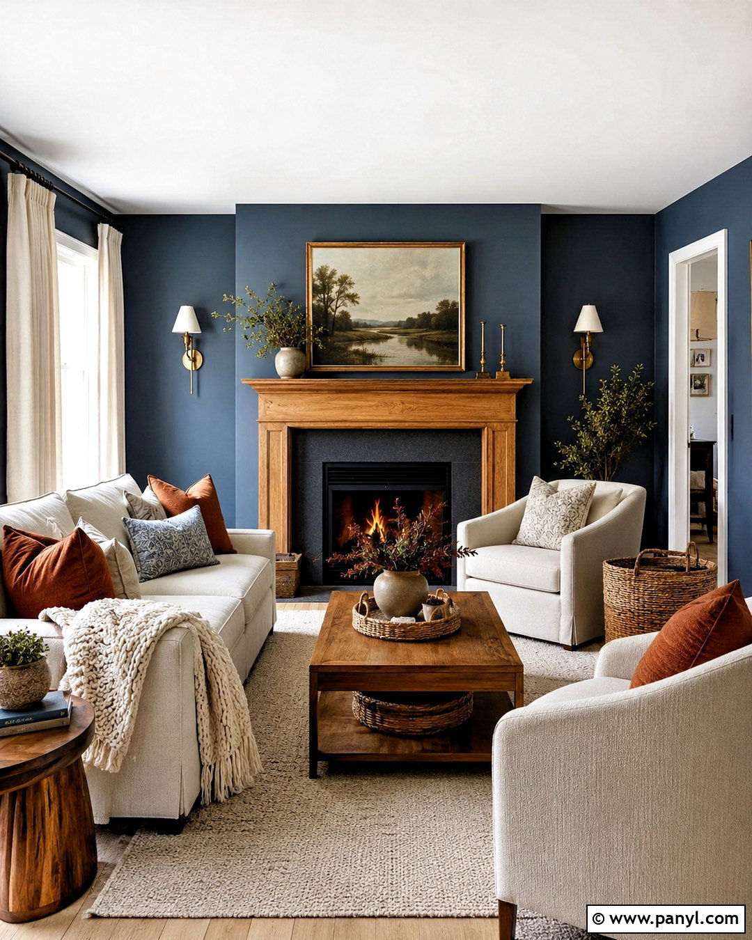 Blue Walls With Fireplace - 20 blue wall living room ideas