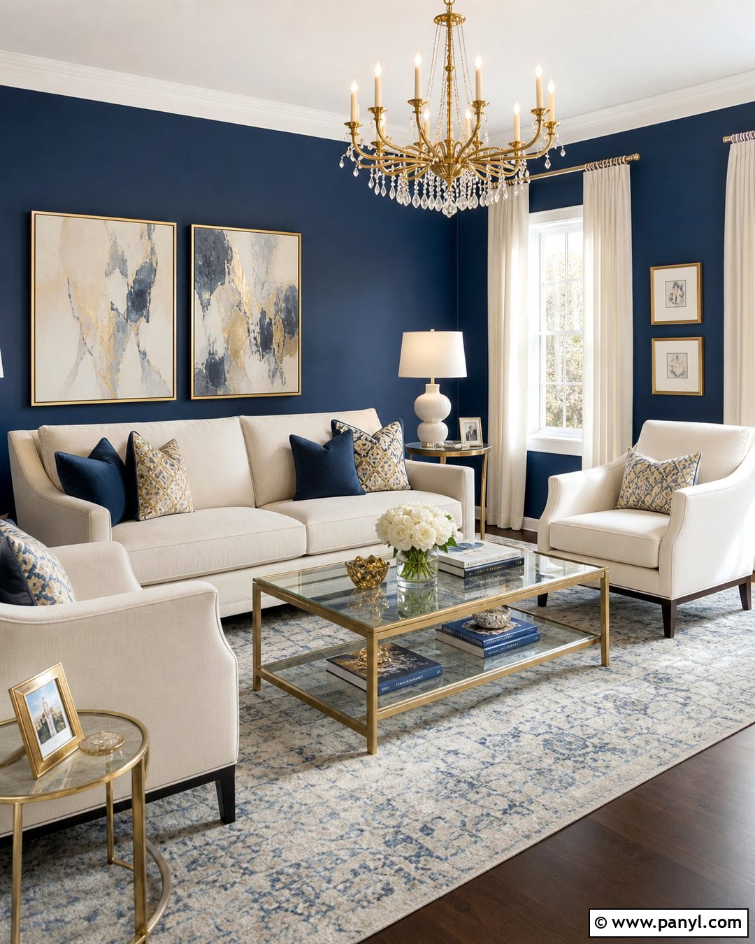 Blue Walls With Gold Accents - 35 Blue Painted Walls