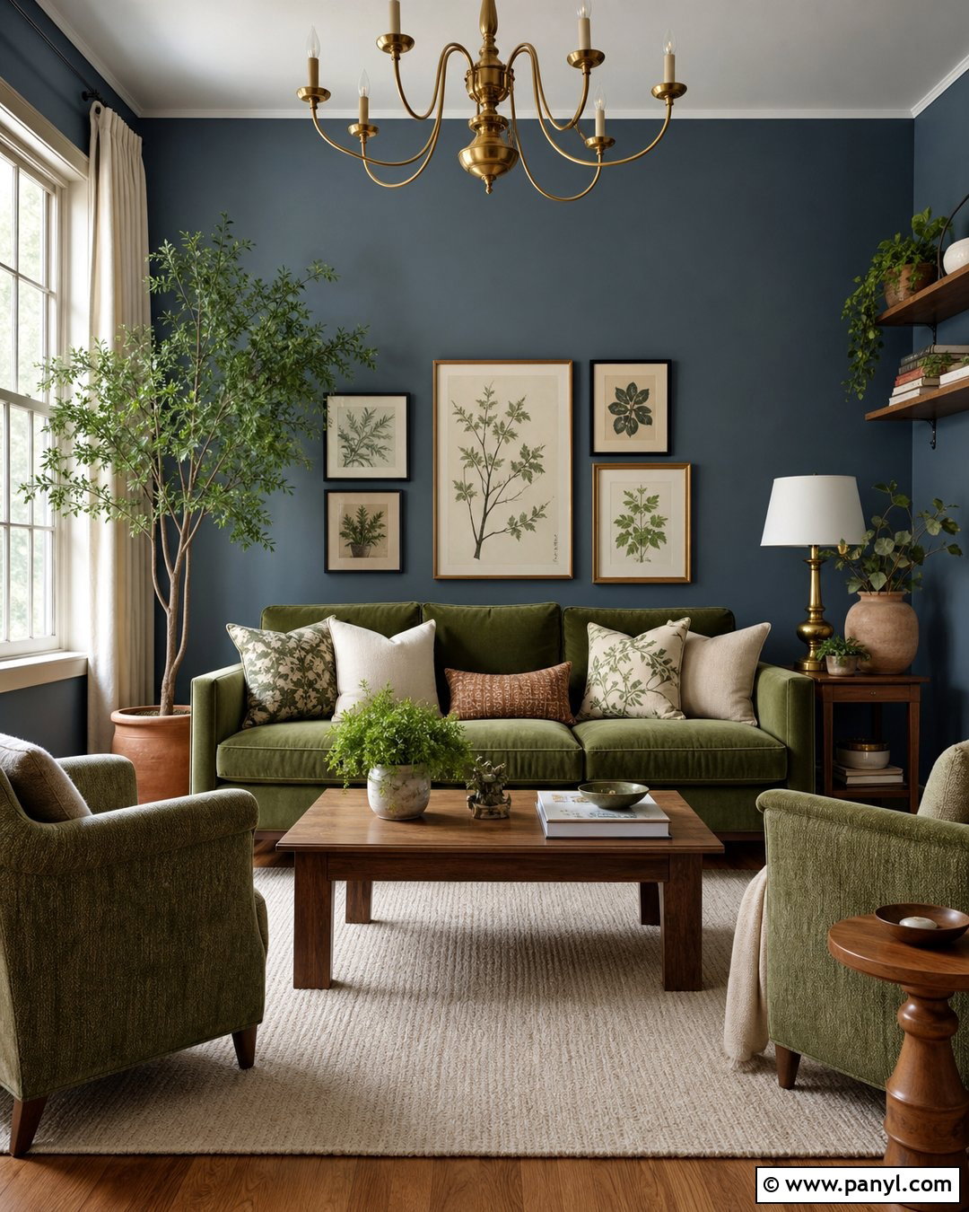 Blue Walls With Green Decor - 35 Blue Painted Walls