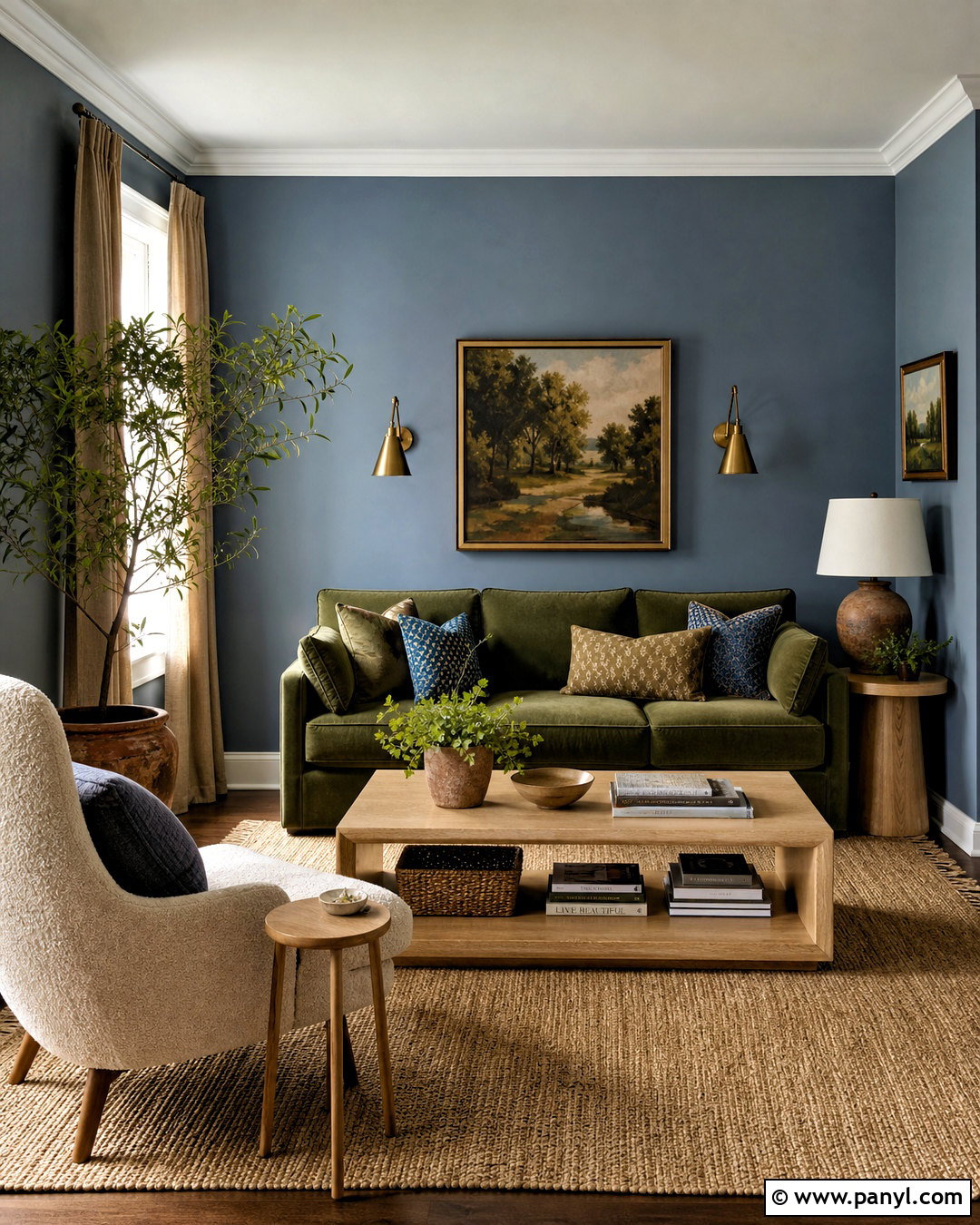 Blue Walls With Green Furniture - 20 blue wall ideas