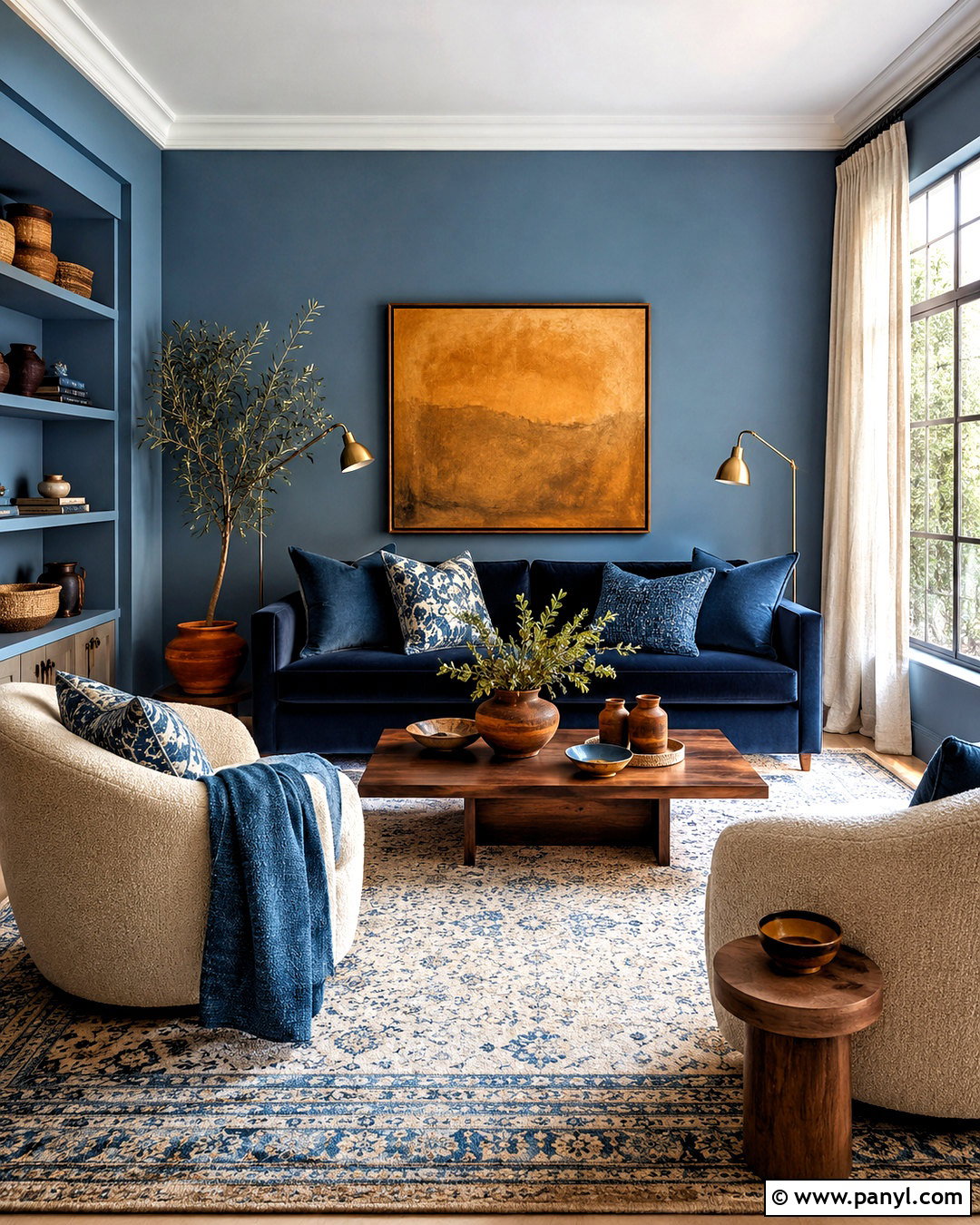 Blue Walls With Matching Blue Sofa - 20 blue walls living room ideas