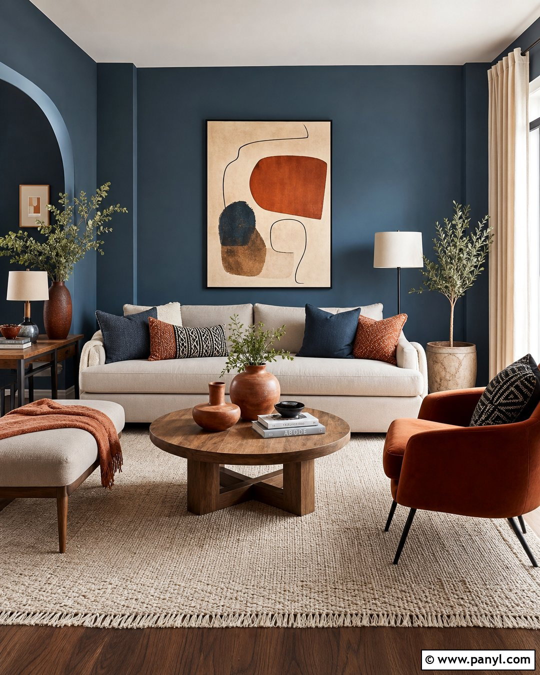 Blue Walls With Orange Accents - 35 Blue Painted Walls