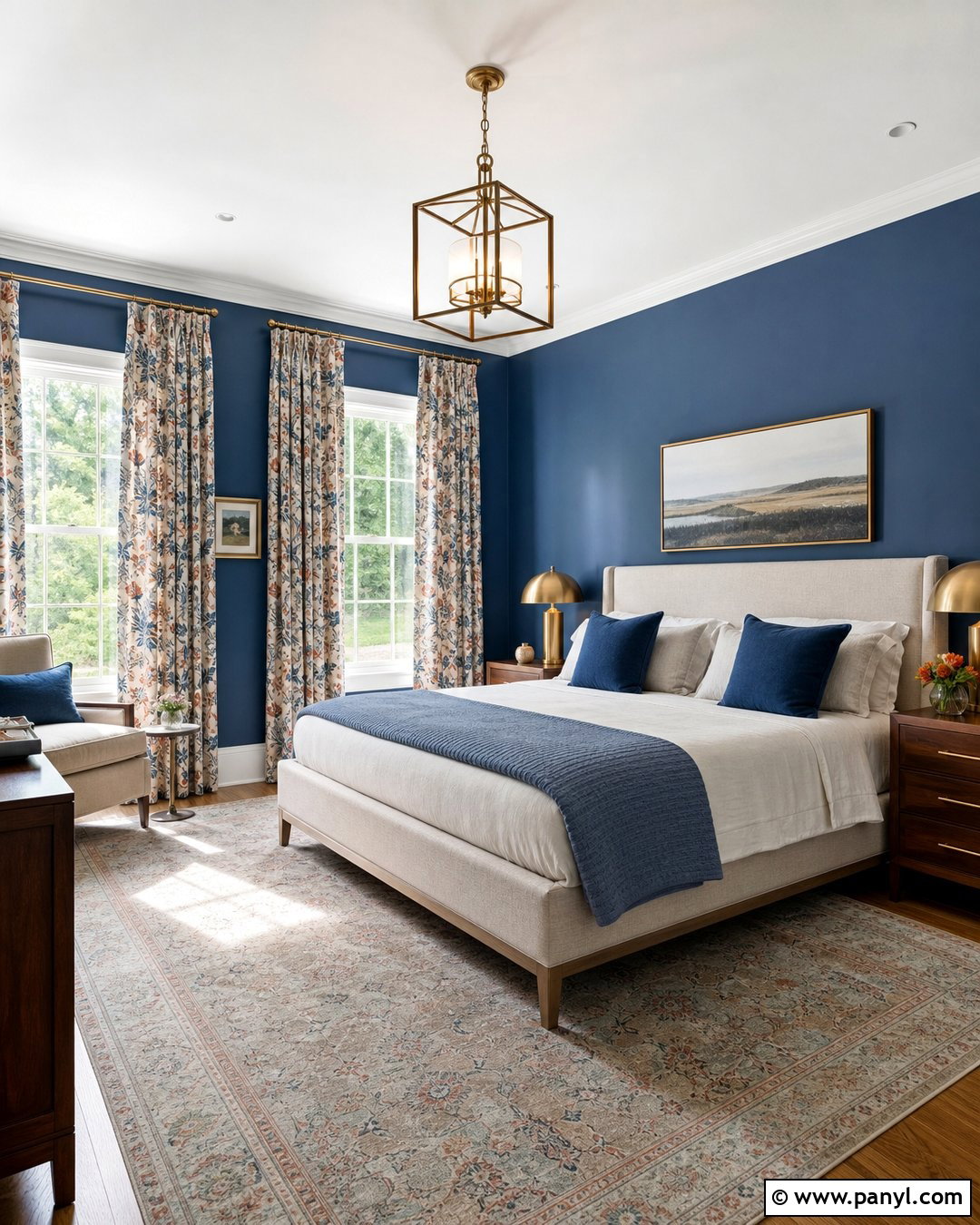 Blue Walls With Patterned Curtains - 20 How To Style Blue Walls