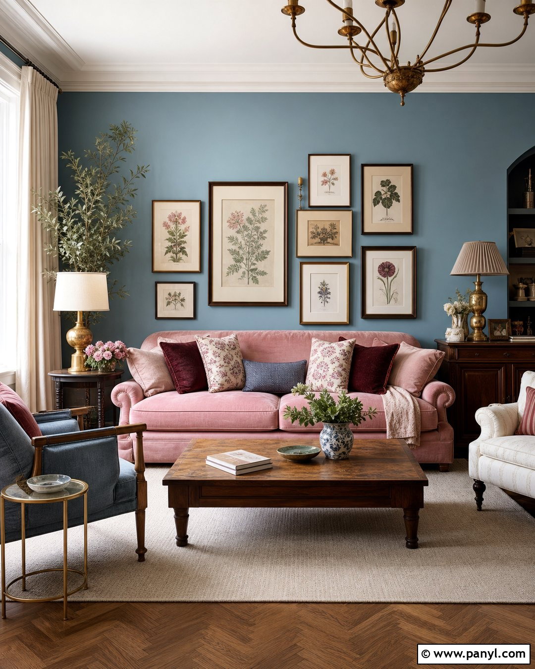 Blue Walls With Pink Decor - 35 Blue Painted Walls