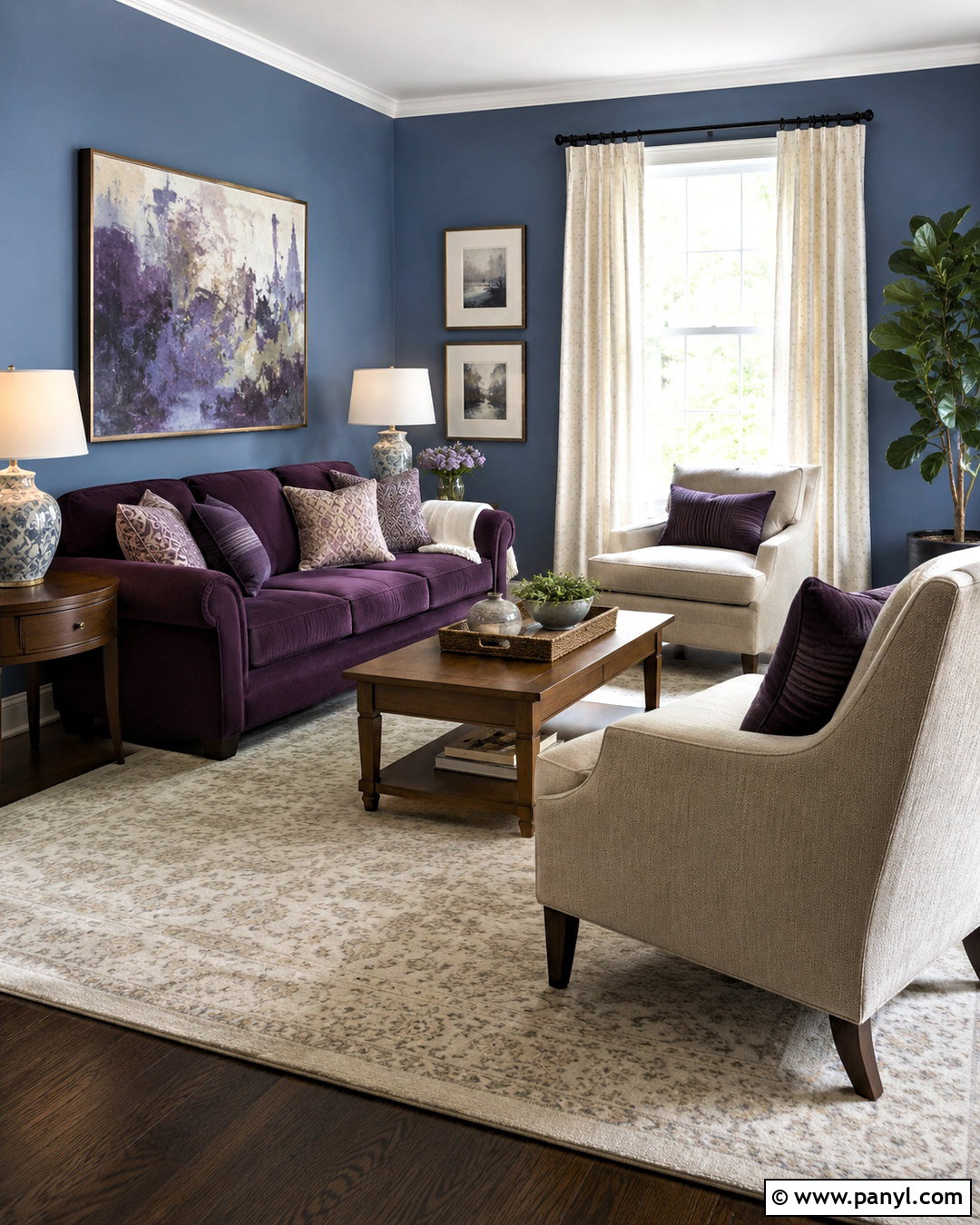 Blue Walls With Purple Furniture - 20 blue and purple living room ideas