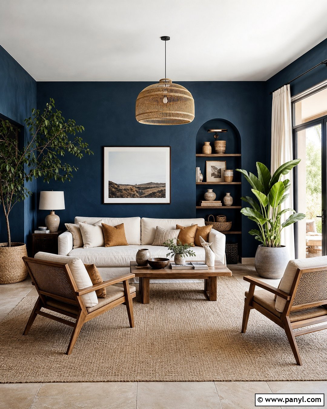 Blue Walls With Rattan And Natural Textures - 20 How To Style Blue Walls