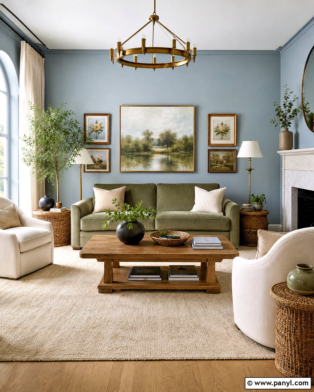 Blue Walls With Sage Green Furniture - 20 blue wall living room ideas