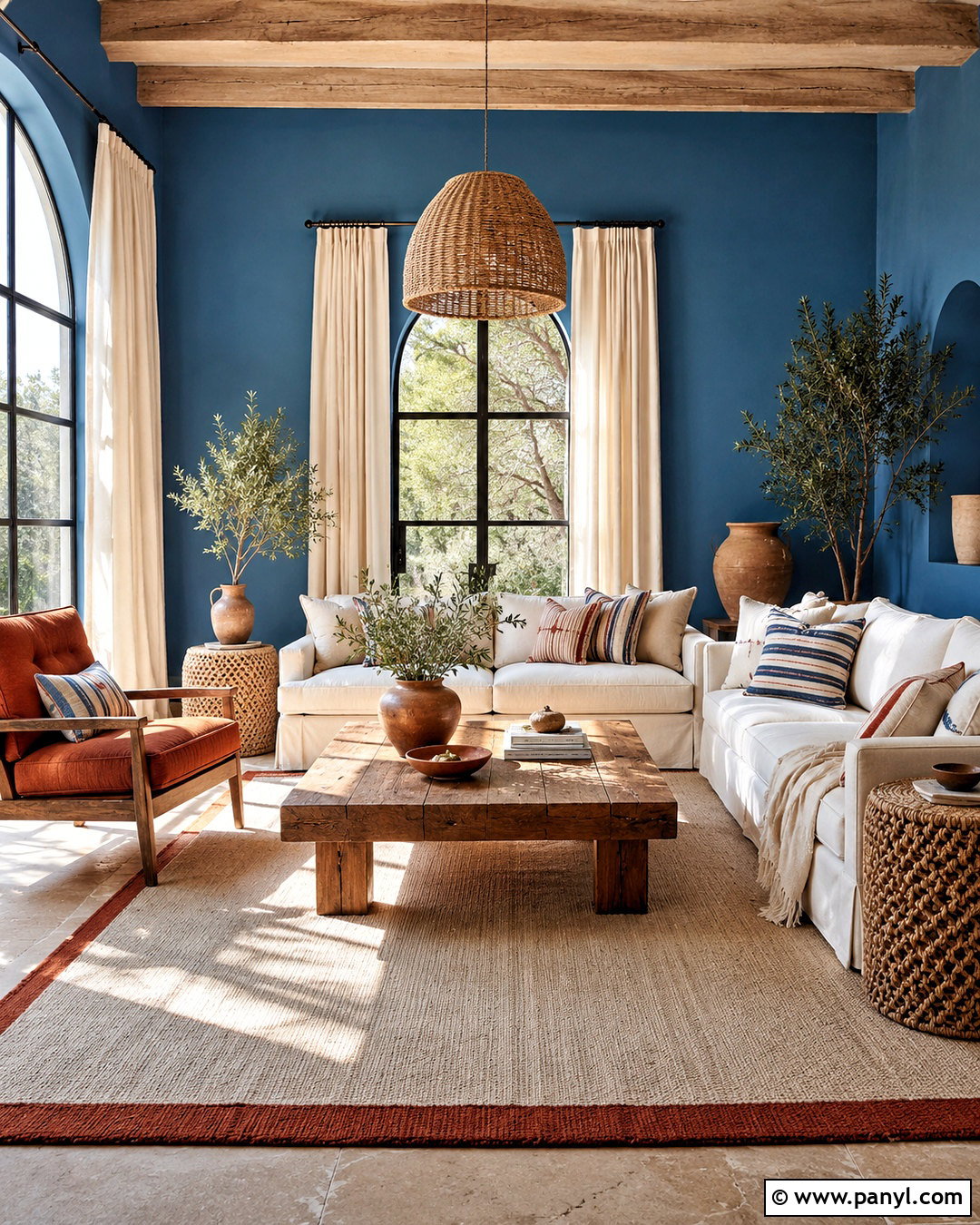 Blue Walls With Terracotta Accents - 20 blue walls living room ideas