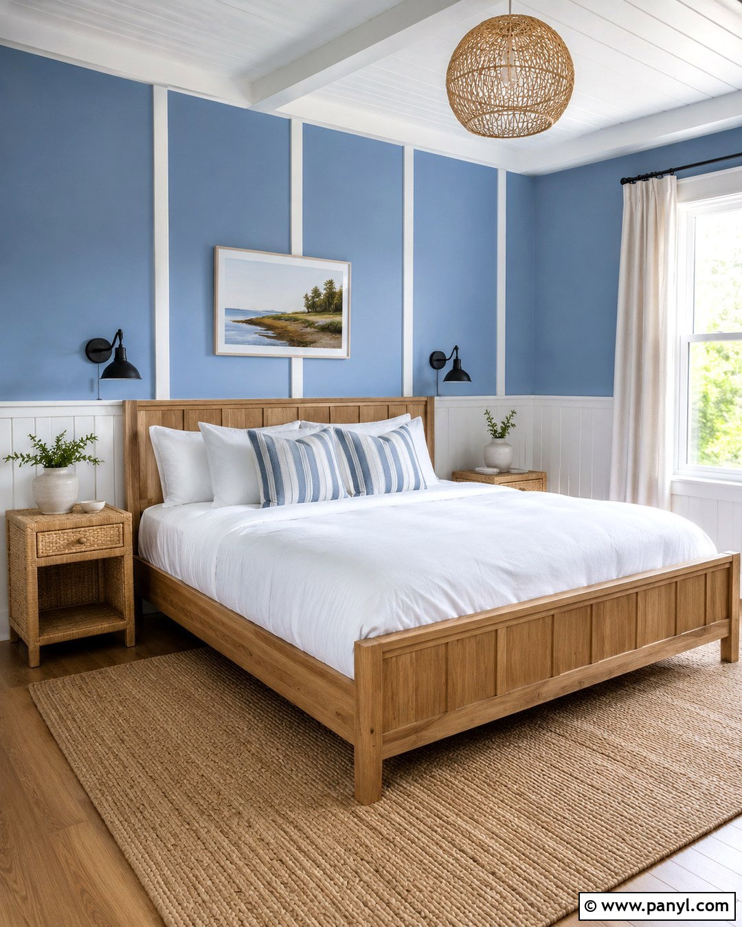 Blue Walls With White Board And Batten - 20 Blue Wall White Trim Ideas