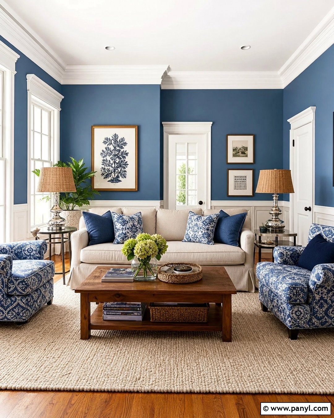 Blue Walls With White Trim - 35 Blue Painted Walls