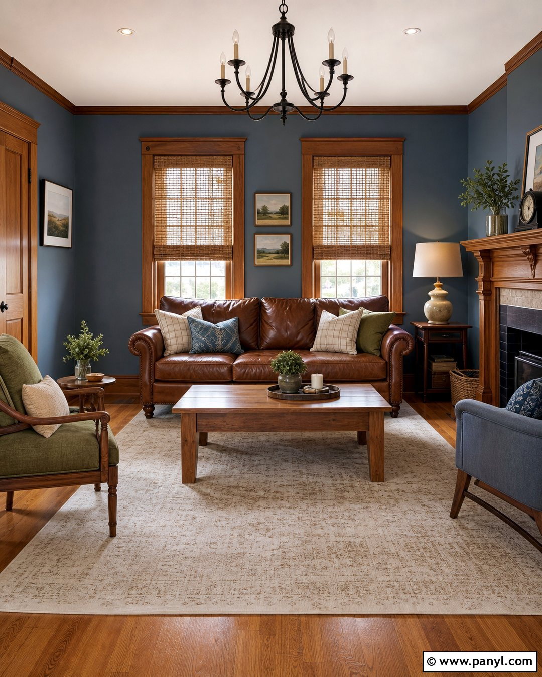 Blue Walls With Wood Trim - 35 Blue Painted Walls