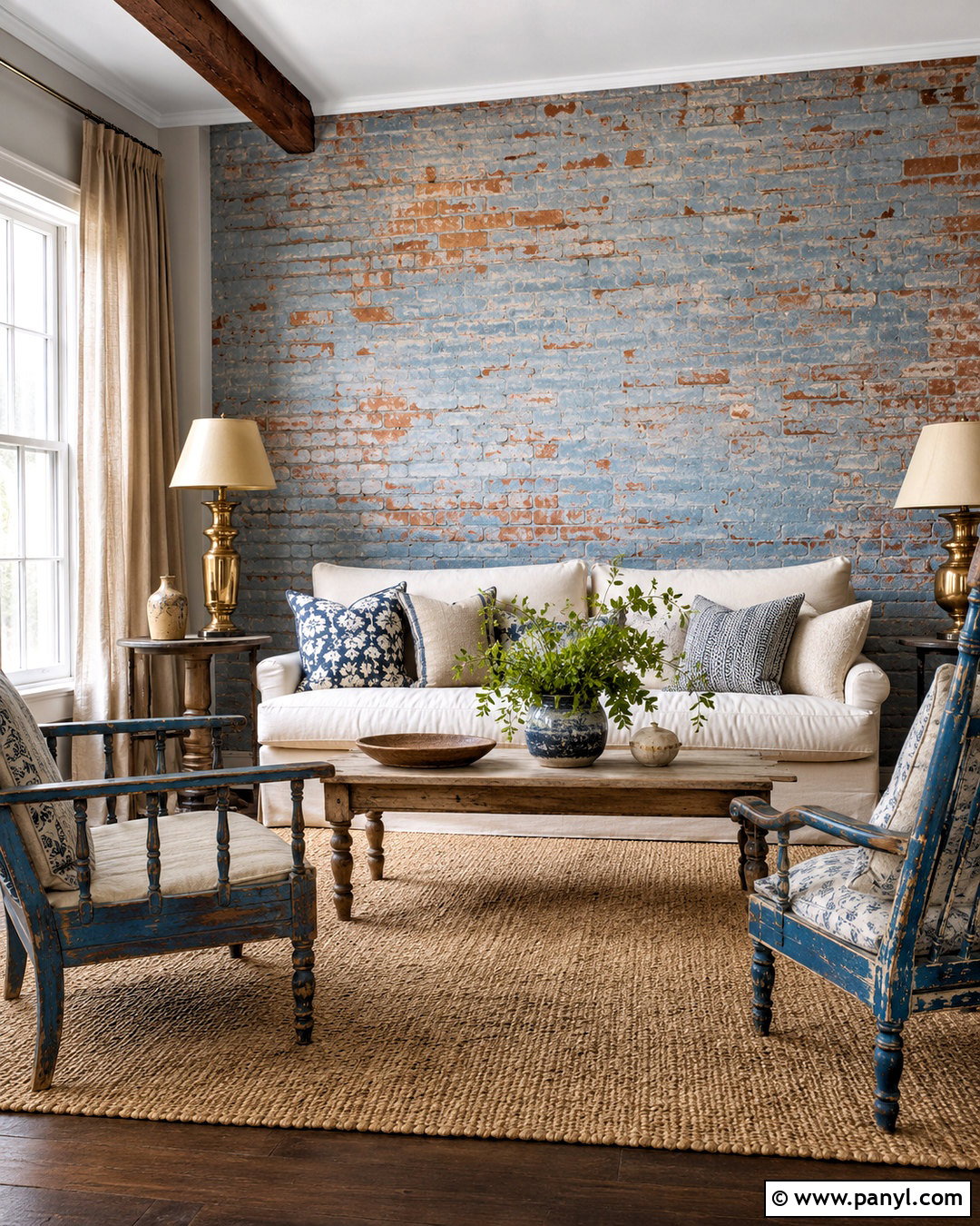 Blue Washed Brick Wall - 20 blue brick wall ideas