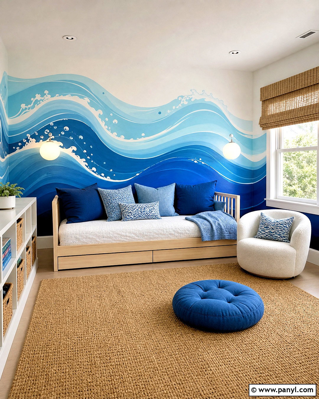 Blue Wave Wall Mural - 20 blue wall painting ideas