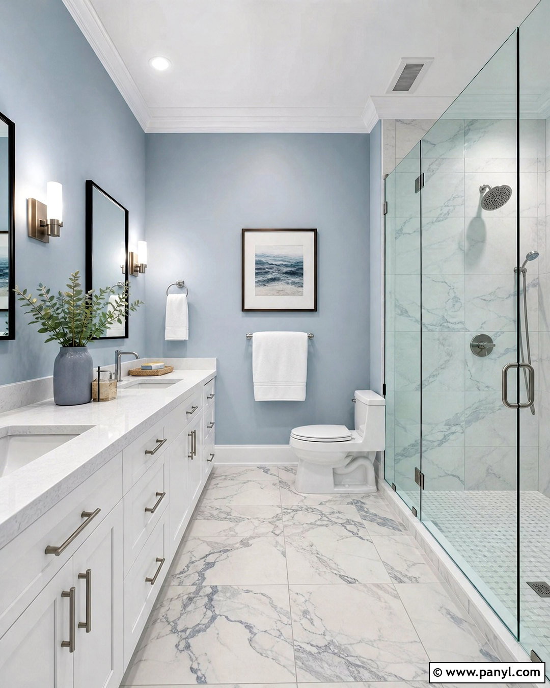 Blue White Gray Bathroom - 20 white gray paint color ideas