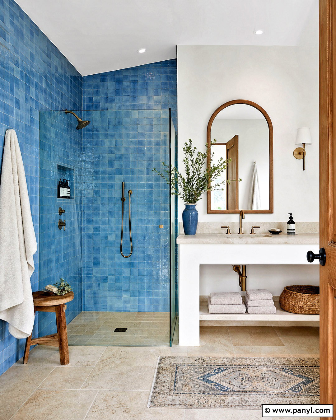 Blue Zellige Tile Bathroom - 20 white and blue bathroom ideas