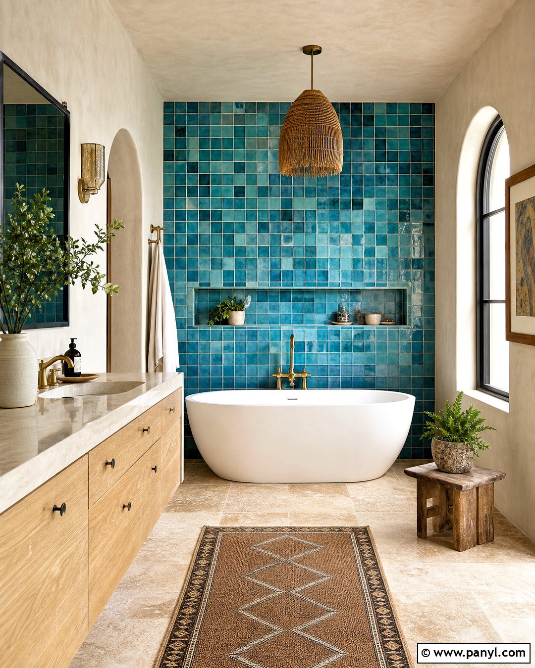 Blue Zellige Tile Bathroom Accent Wall - 20 blue accent wall bathroom ideas