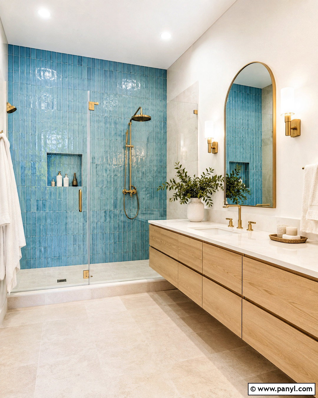 Blue Zellige Tile Shower - 20 coastal blue bathroom ideas
