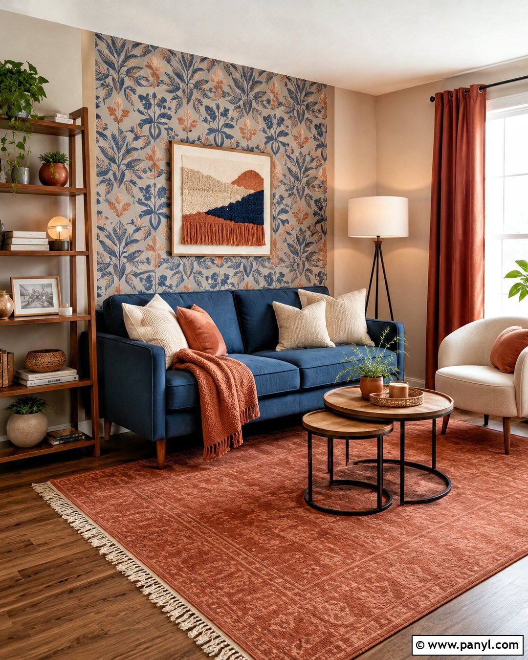 Blue and Terracotta Apartment Living Room - 20 blue and terracotta living room ideas