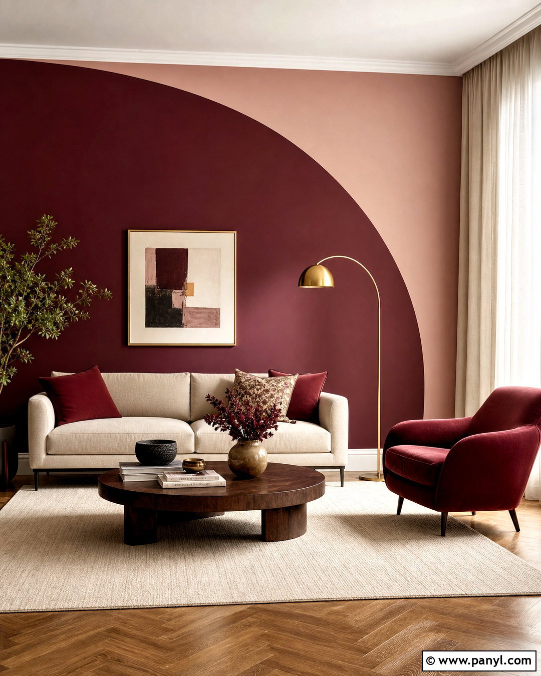 Blush And Burgundy Two Tone Living Room Walls - 20 two tone living room walls