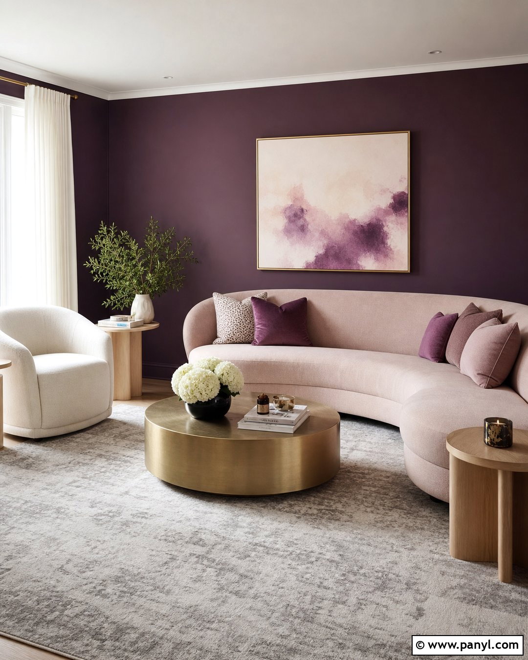 Blush And Purple Accent Wall Living Room - 30 Purple Accent Wall Living Room Ideas