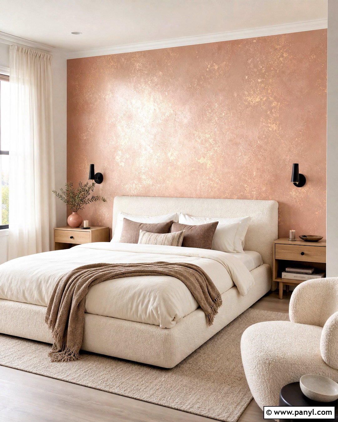 Blush And Rose Gold Shimmer Wall - 20 gold shimmer wall ideas