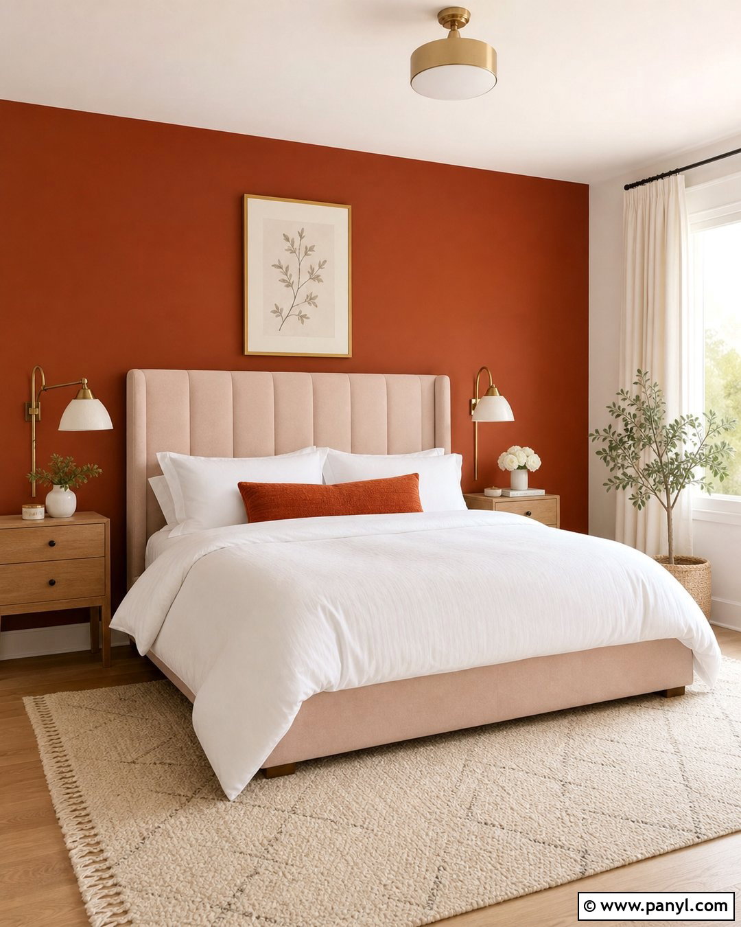 Blush Bedroom Burnt Orange Accent Wall - 35 Burnt Orange Accent Wall Ideas
