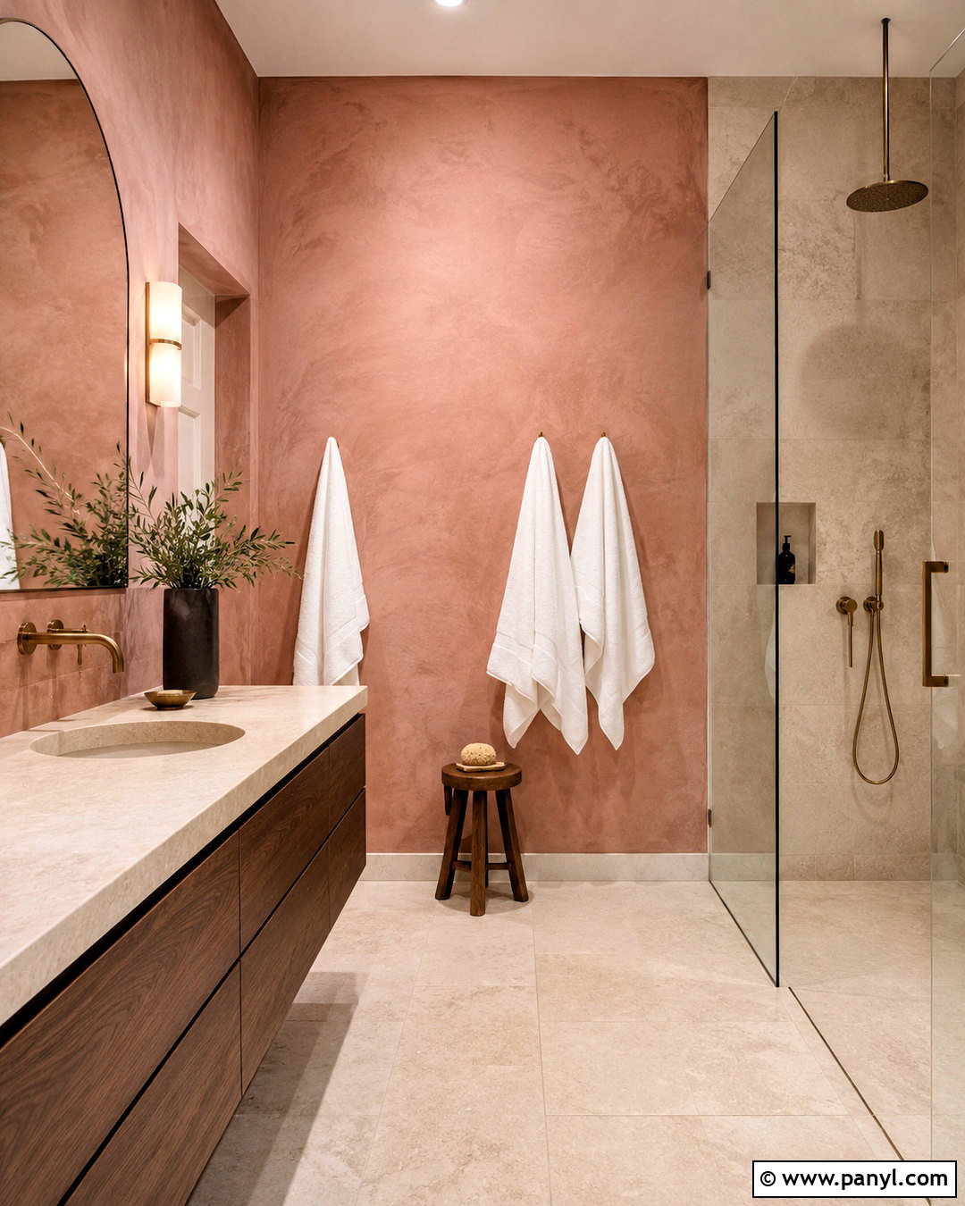 Blush Lime Plaster Bathroom - 20 lime plaster walls