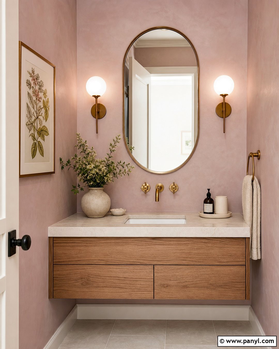 Blush Limewash Powder Room - 35 Line Wash Walls