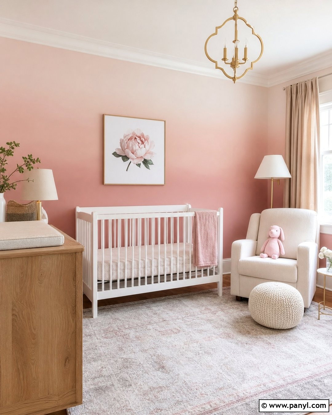Blush Ombre Accent Wall - 25 Baby Girl Accent Wall Ideas