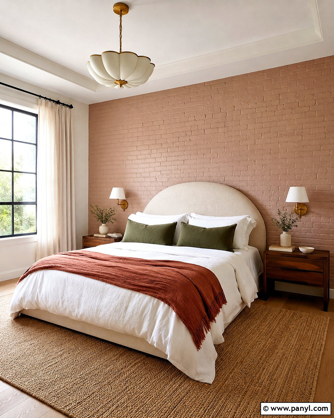 Blush Painted Brick Bedroom - 20 brick painting interior ideas