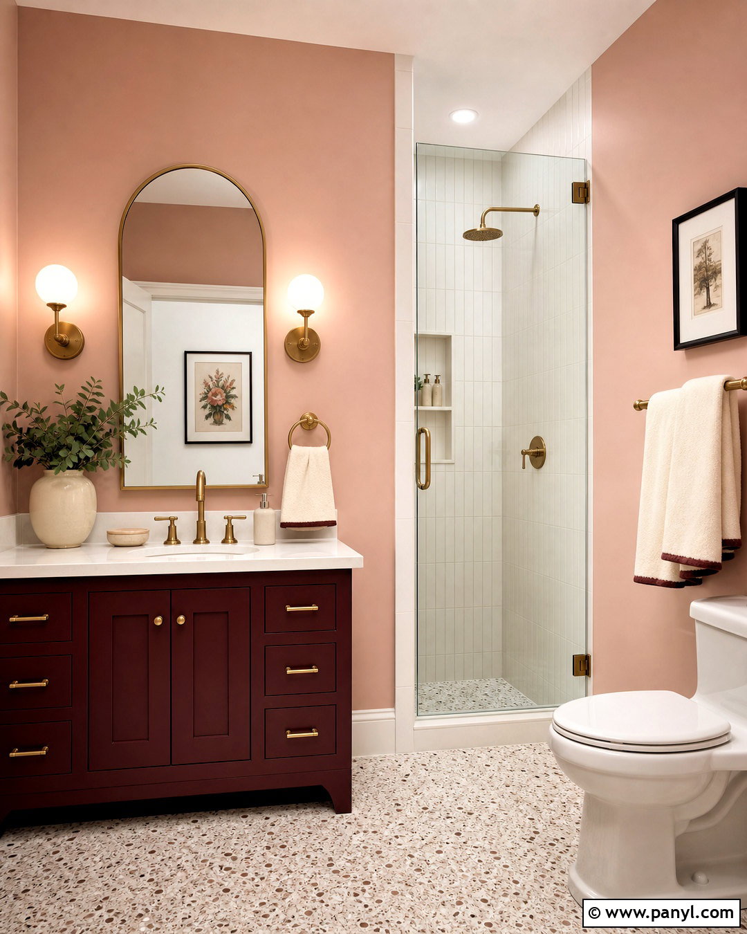Blush Pink And Burgundy Bathroom Paint Scheme - 20 bathroom paint ideas colour schemes