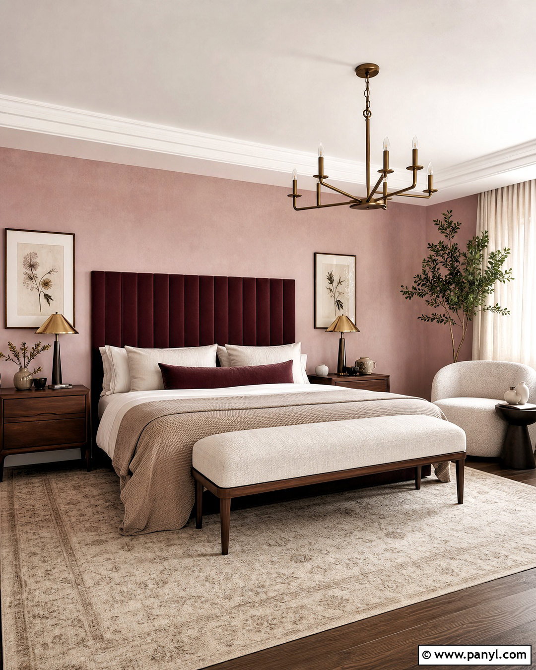 Blush Pink And Burgundy Bedroom Color Scheme - 20 home colour design ideas