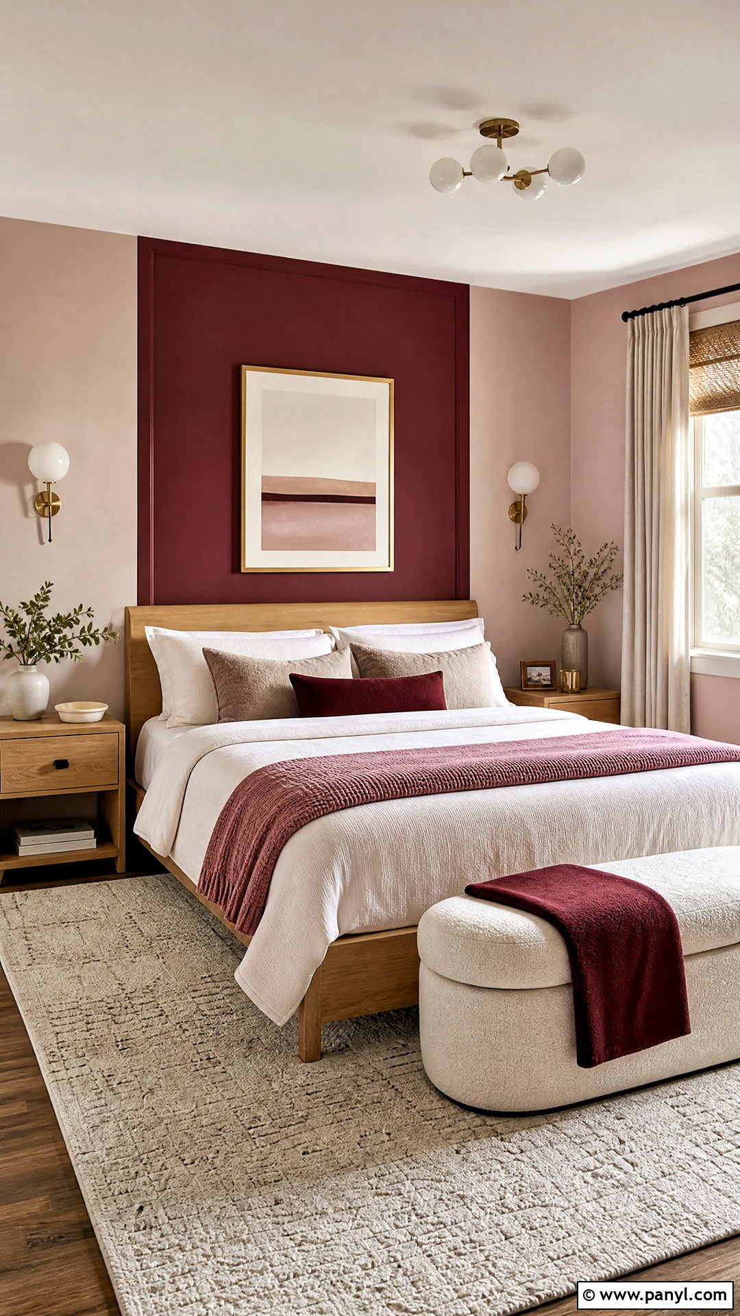 Blush Pink And Burgundy Bedroom Walls - 20 2 color wall paint ideas
