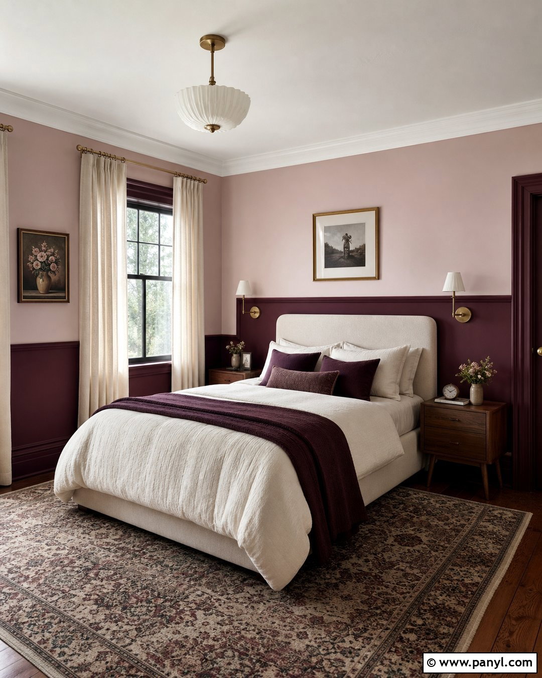 Blush Pink And Burgundy Two Tone Walls - 45 two tone walls