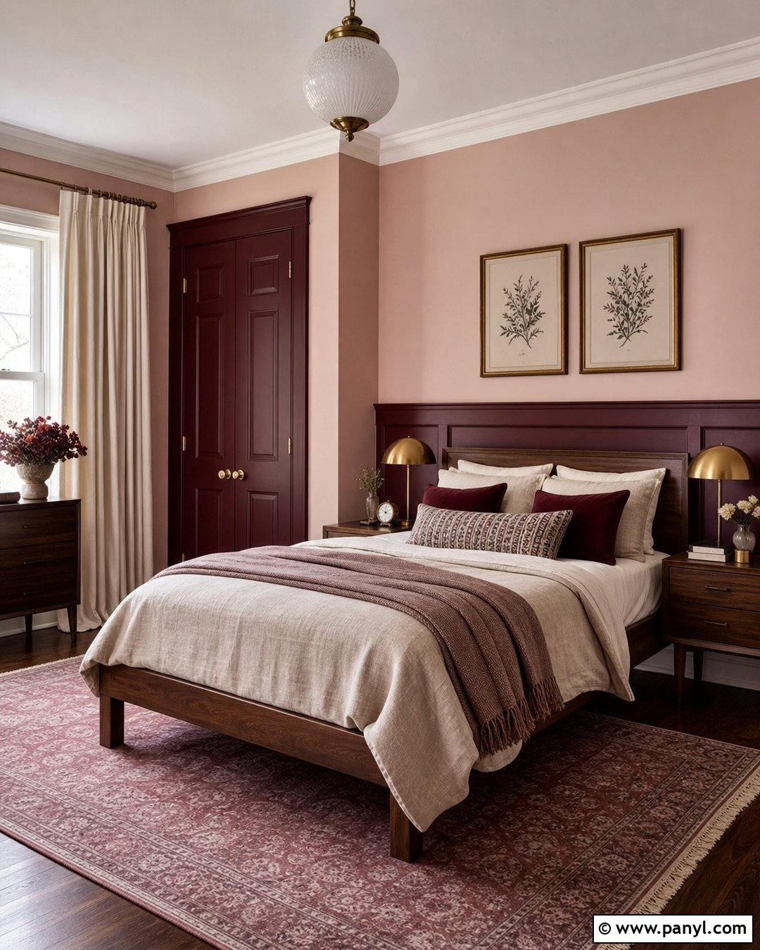 Blush Pink And Burgundy Walls - 25 Wall Paint Color Combination Ideas