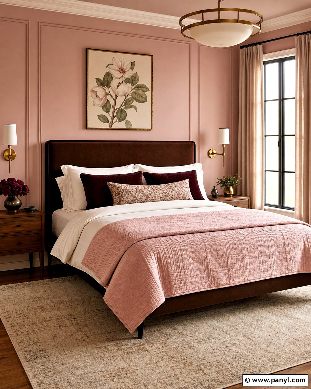 Blush Pink And Chocolate Brown Bedroom - 20 interior room color combination ideas