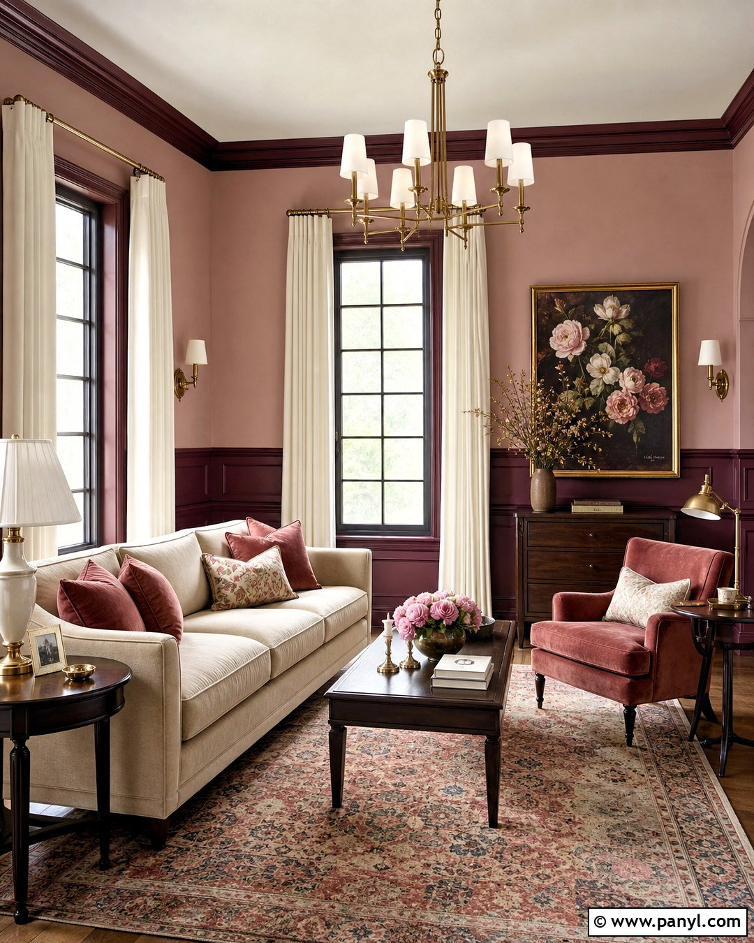 Blush Pink And Deep Burgundy Living Room Walls - 20 2 tone living room walls paint colors