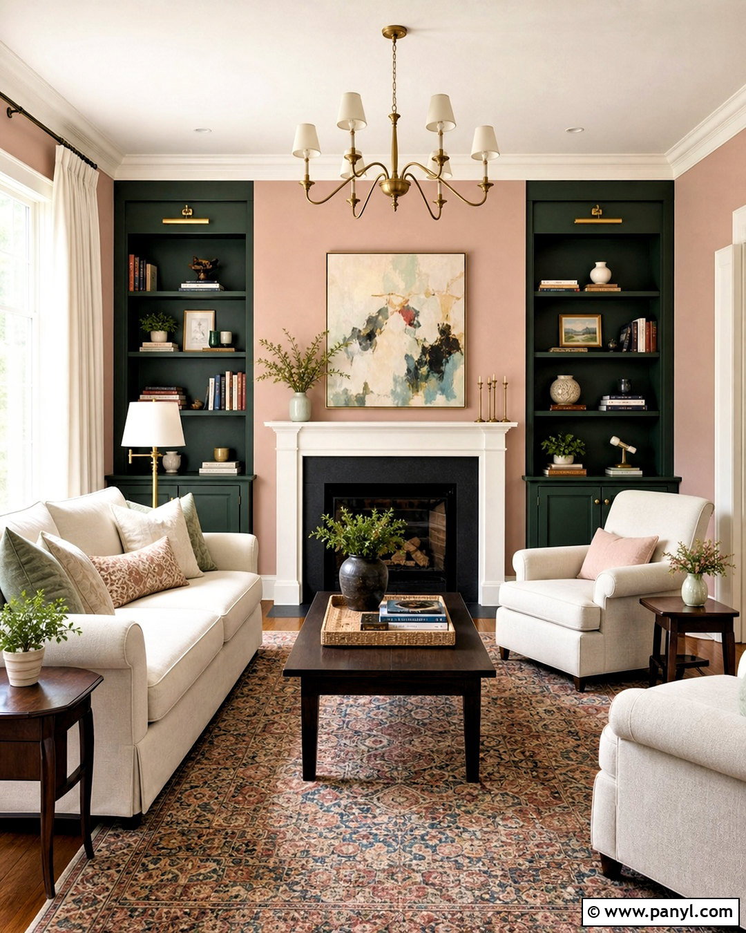 Blush Pink And Deep Green Interior Paint Scheme - 20 interior paint schemes