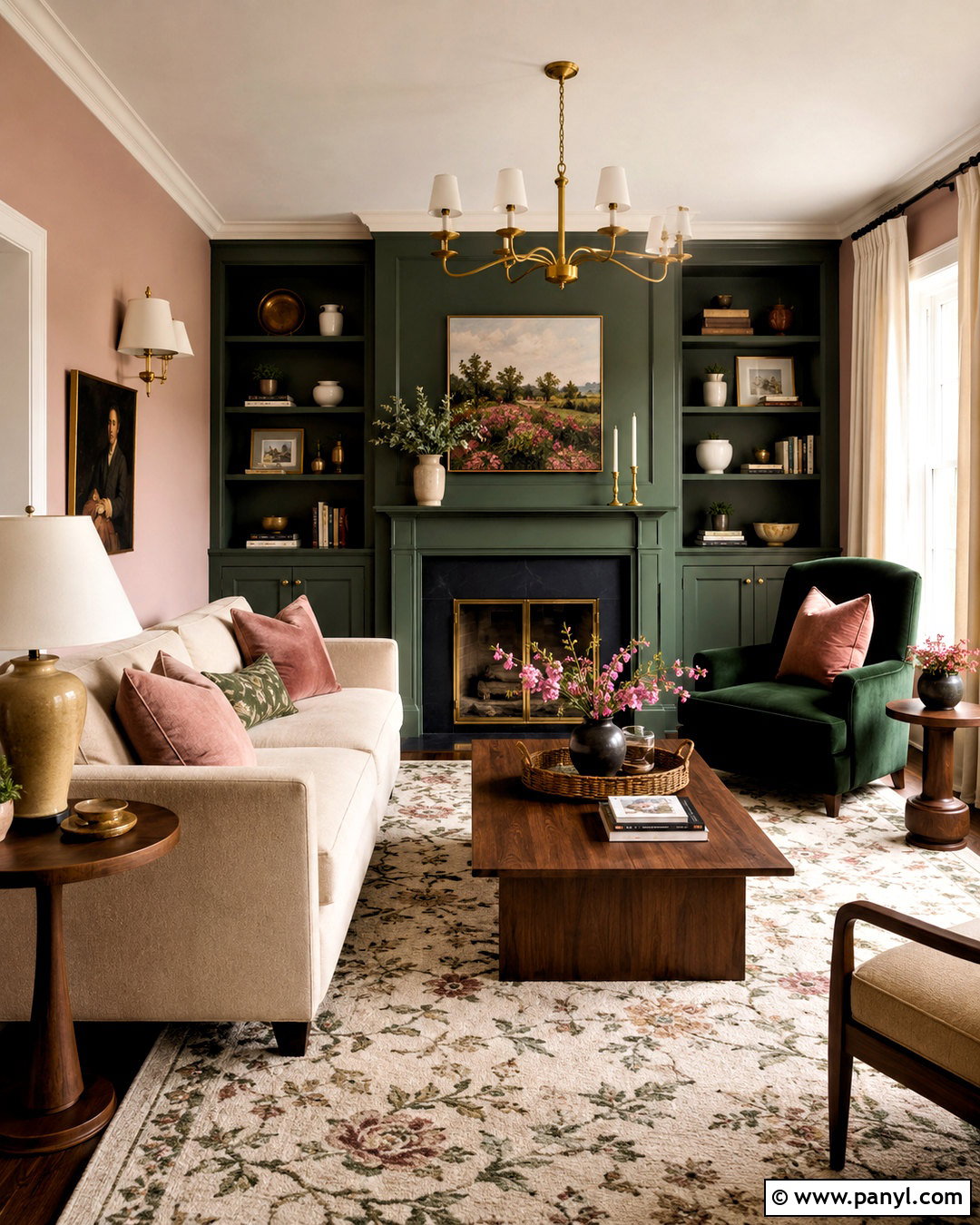 Blush Pink And Forest Green Living Room - 35 wall color combinations living rooms