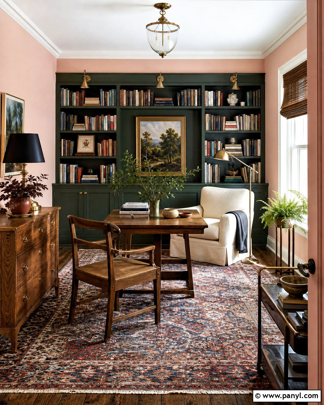 Blush Pink And Forest Green Wall Combination - 20 wall painting colour combination ideas