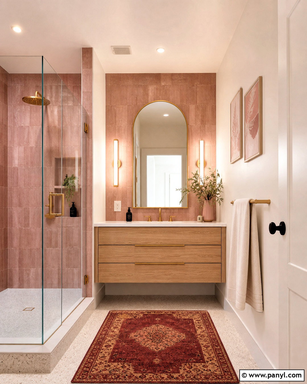 Blush Pink And Golden Bathroom - 20 golden interior design ideas