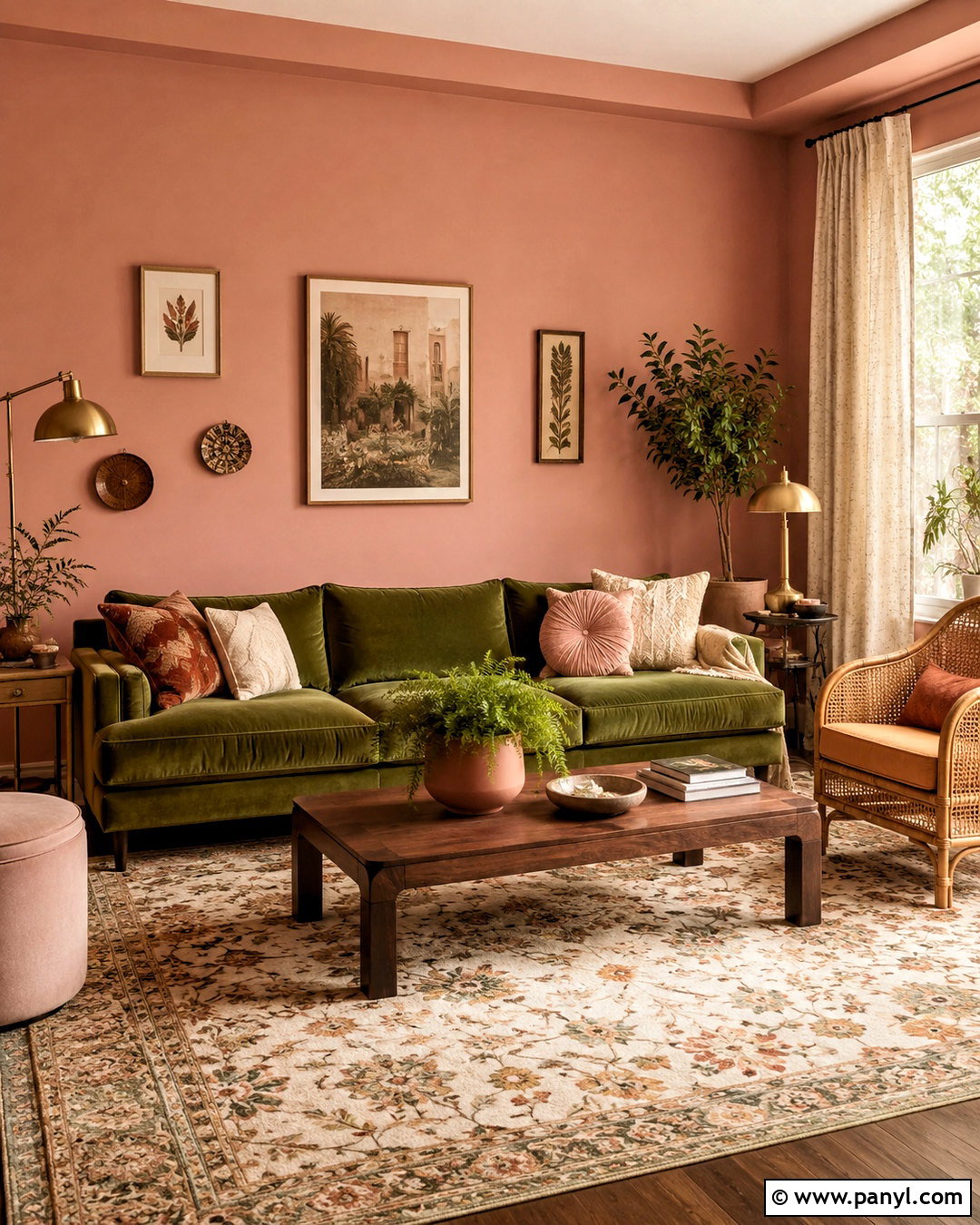 Blush Pink And Olive Green Boho Living Room - 20 boho living room color scheme ideas